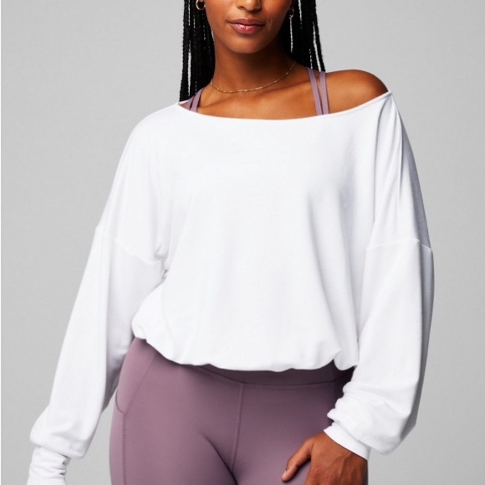 Fabletics White Off-Shoulder Top